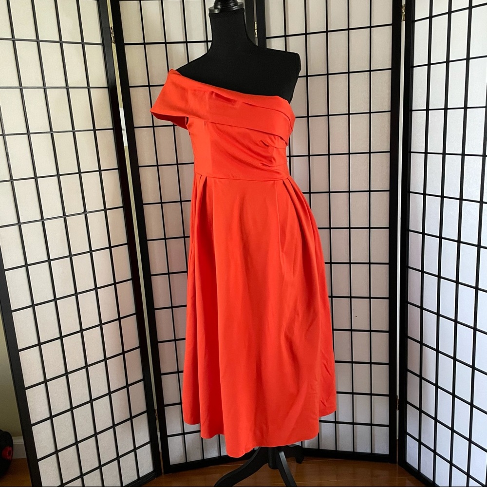 TOPSHOP One Shoulder Pleated Dress Retro 50 Garden